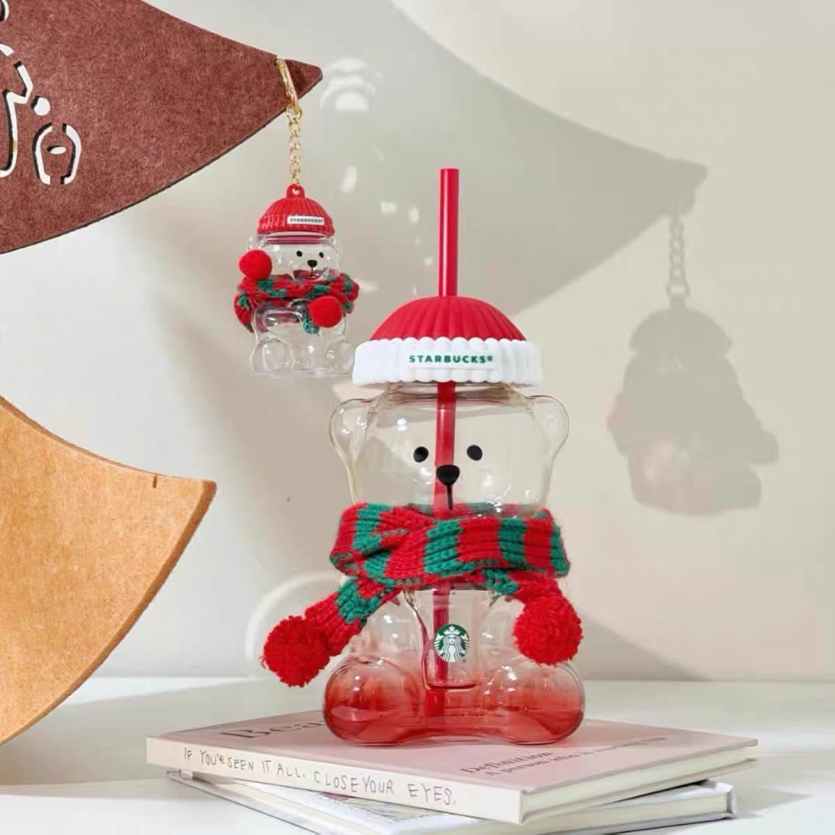 Starbucks Bearista Glass Cup Christmas Collection CN Set