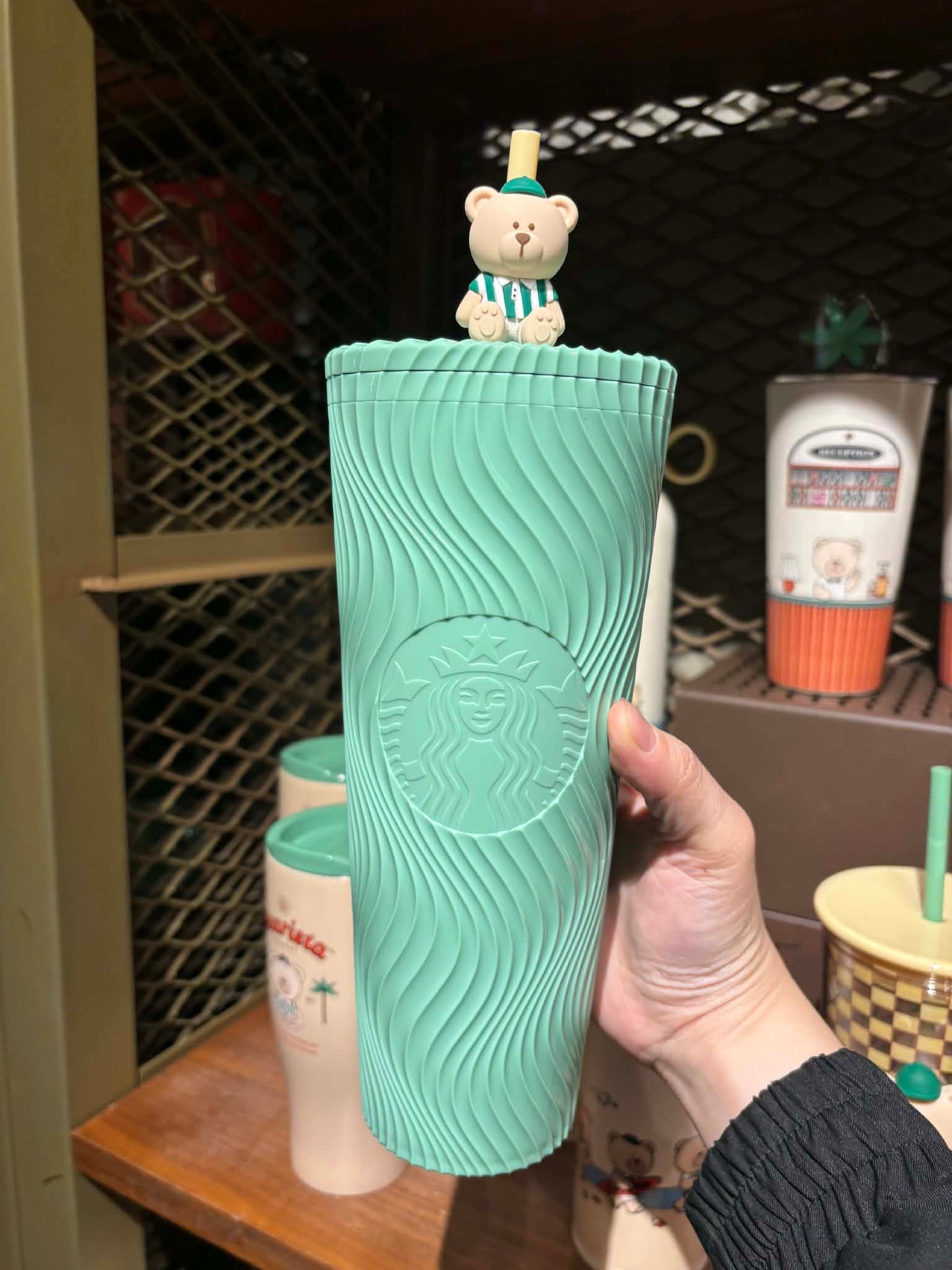 Starbucks Green Studded CC with Straw Topper 24oz